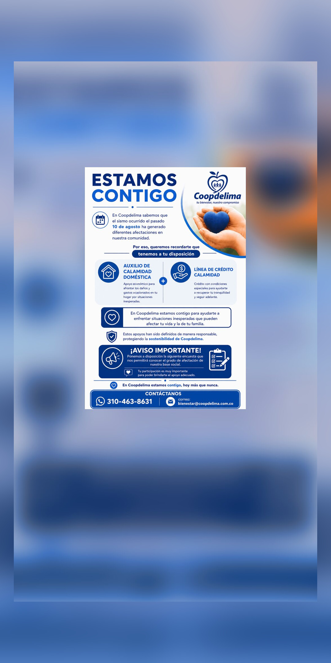 Estamos contigo en los momentos difíciles.